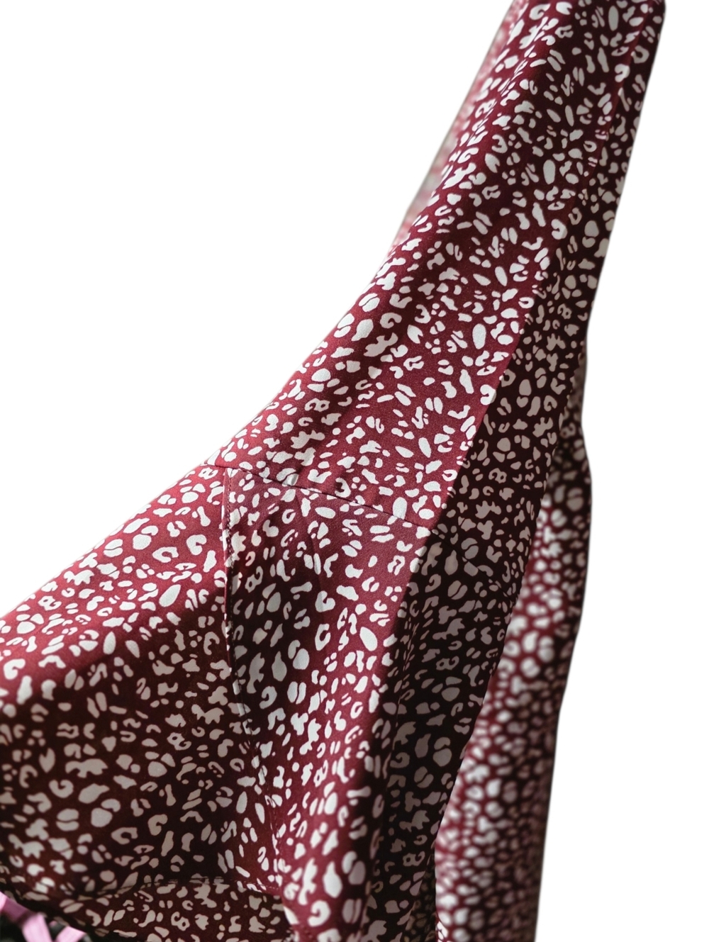 Maroon & White Top Split Bell Sleeves Large - Picture 7 of 8